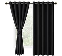 DWCN 2 Pièces Rideau Occultants Thermique Isolant Anti Froid à Oeillets, Rideaux Opaques de Couleur Foncée pour Chambre et Salon, 167x183 CM (Largeur x Hauteur), Noir Halloween