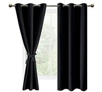 DWCN 2 Pièces Rideau Occultants Thermique Isolant Anti Froid à Oeillets, Rideaux Opaques de Couleur Foncée pour Chambre et Salon, 117x183 CM (Largeur x Hauteur), Noir Halloween