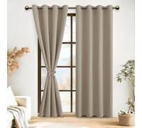 DWCN 2 Pièces Rideaux Occultant avec Cravates, Rideaux pour Chambre Maison Salon Intérieurs, Design Moderne à Oeillets, 140x228 CM (Largeur x Hauteur), Taupe
