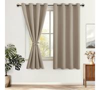 DWCN 2 Pièces Rideaux Occultant avec Cravates, Rideaux pour Chambre Maison Salon Intérieurs, Design Moderne à Oeillets, 140x175 CM (Largeur x Hauteur), Taupe