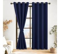 DWCN 2 Pièces Rideaux Occultant Thermiques à Oeillets, Rideau Thermique Isolant Anti Froid et Chaleur pour Chambre des Garçons, 140x228 CM (Largeur x Hauteur), Bleu Marine