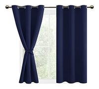 DWCN 2 Pièces Rideaux Occultant Thermiques à Oeillets, Rideau Thermique Isolant Anti Froid et Chaleur pour Chambre des Garçons, 117x137 CM (Largeur x Hauteur), Bleu Marine