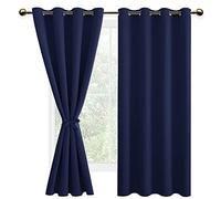 DWCN 2 Pièces Rideaux Occultant Thermiques à Oeillets, Rideau Thermique Isolant Anti Froid et Chaleur pour Chambre des Garçons, 140x175 CM (Largeur x Hauteur), Bleu Marine