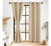 DWCN 2 Pièces Rideaux Occultants à Oeillets pour Chambres à Coucher, Rideau Thermique Isolant Anti Chaud Intérieurs, 117x228 CM (Largeur x Hauteur), Jaune Beige