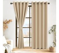 DWCN 2 Pièces Rideaux Occultants à Oeillets pour Chambres à Coucher, Rideau Thermique Isolant Anti Chaud Intérieurs, 167x228 CM (Largeur x Hauteur), Jaune Beige