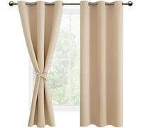 DWCN 2 Pièces Rideaux Occultants à Oeillets pour Chambres à Coucher, Rideau Thermique Isolant Anti Chaud Intérieurs, 106x160 CM (Largeur x Hauteur), Jaune Beige