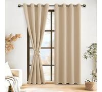 DWCN 2 Pièces Rideaux Occultants à Oeillets pour Chambres à Coucher, Rideau Thermique Isolant Anti Chaud Intérieurs, 140x215 CM (Largeur x Hauteur), Jaune Beige