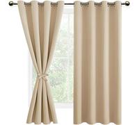 DWCN 2 Pièces Rideaux Occultants à Oeillets pour Chambres à Coucher, Rideau Thermique Isolant Anti Chaud Intérieurs, 140x183 CM (Largeur x Hauteur), Jaune Beige