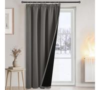 DWCN Lot de 1 Rideau de Porte Thermique Isolant anti Froid, 100% Occultant | Rideau Epais avec Doublure Matelassée à Galon Fronceur, Panneau Coupe-Vent, pour Fenêtre Chambre Salon, 140L X 245H cm, Gris