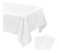 DWCN - Lot de 2 nappes anti-taches lavables et imperméables - Pour salle à manger, jardin, fête, mariage ou maison - Blanc - 140 x 280 cm