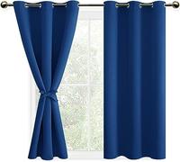 DWCN Lot de 2 Rideaux à Oeillets Décoration Chambre Fenetre, Rideaux Opaque Draperies Intérieurs avec Embrasses, 117x137 CM (Largeur x Hauteur), Bleu Roi