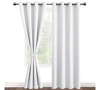 DWCN Lot de 2 Rideaux Occultants à Oeillets, Rideau Thermique Isolant Anti Froid pour Salon et Chambre à Coucher Noël, 140x260 CM (Largeur x Hauteur), Blanc Gris