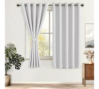 DWCN Lot de 2 Rideaux Occultants avec Embrasses Rideau Thermique Isolant Anti Froid à Oeillets, Rideau Opaque de Couleur Foncée, 167x137 CM (Largeur x Hauteur), Blanc Gris