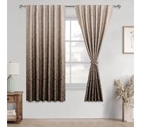 DWCN Lot de 2 Rideaux occultants de 160 cm de Long - Rideaux de fenêtre ombrés à Motif damassé à Isolation Thermique avec Languette arrière pour Chambre à Coucher/Salon, 132,1 x 160 cm (l x L), Taupe