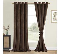 DWCN Lot de 2 Rideaux occultants en Velours - Panneaux de fenêtre occultants à Isolation Thermique avec œillets pour décoration de Chambre à Coucher/Salon, 132,1 x 228,6 cm (l x L), Marron foncé