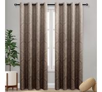 DWCN Lot de 2 Rideaux occultants ombrés à Isolation Thermique avec œillets pour Chambre à Coucher et Salon, Motif damassé, économie d'énergie, 132,1 x 213,4 cm de Long, Marron