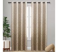 DWCN Lot de 2 Rideaux occultants pour Chambre à Coucher et Salon - Motif damassé - Isolation Thermique - Économie d'énergie - Rideaux à œillets pour Salon - 132 x 243 cm - Taupe