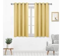 DWCN Lot de 2 Rideaux occultants Thermiques pour Salon et Chambre à Coucher - Brise-Vue - 114 cm - Jaune Clair - 132 x 114 cm