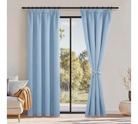 DWCN Lot de 2 Rideaux Opaques avec Galon fronceur, 140x225cm, occultants, Thermiques, pour Salon, Chambre à Coucher, Protection Contre Le Froid, Isolation Thermique, Bleu Clair