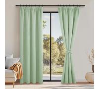 DWCN Lot de 2 Rideaux Opaques avec Galon fronceur, 140x245cm, occultants, Thermiques, pour Salon, Chambre à Coucher, Protection Contre Le Froid, Isolation Thermique, Vert Clair