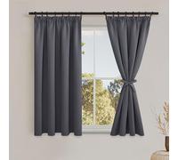 DWCN Lot de 2 Rideaux Opaques avec Galon fronceur, L 140 x H 145 cm, occultants, Thermiques, pour Salon, Chambre à Coucher, Protection Contre Le Froid, Isolation Thermique, Gris foncé