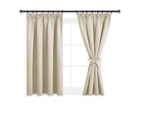 DWCN Lot de 2 Rideaux Opaques et occultants avec Galon fronceur, L 140 x H 145 cm, avec Cravates, pour Salon, Chambre à Coucher, Protection Contre Le Froid, Isolation Thermique, Beige Clair