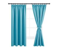 DWCN Lot de 2 rideaux opaques et occultants avec galon fronceur - Rideaux thermiques épais - Avec cravates - 200 x 140 cm (hauteur x largeur) - Turquoise