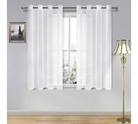 DWCN Lot de 2 Rideaux Transparents Aspect Lin avec œillets pour Chambre à Coucher, Blanc, 132,1 x 114,3 cm de Long
