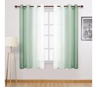 DWCN Lot de 2 Rideaux Transparents dégradés en Faux Lin - Rideaux Semi-Voile à œillets pour Chambre à Coucher et Salon, 132,1 x 182,9 cm de Long, Vert Sauge dégradé