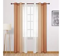 DWCN Lot de 2 rideaux transparents dégradés en faux lin - Rideaux semi-voile à œillets pour chambre à coucher et salon, 106,7 x 213,4 cm de long, ocre brûlé dégradé