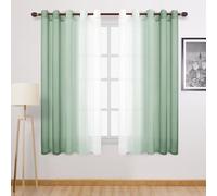 DWCN Lot de 2 Rideaux Transparents dégradés en Faux Lin - Rideaux Semi-Voile Extra-Larges filtrant la lumière avec œillets pour Chambre à Coucher et Salon, Vert Sauge dégradé
