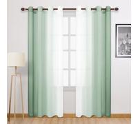 DWCN Lot de 2 Rideaux Transparents ombrés en Faux Lin de 213,4 cm de Long pour Chambre à Coucher et Salon, 132,1 x 213,4 cm de Long, Vert Sauge