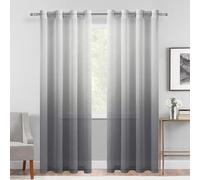 DWCN Lot de 2 Rideaux Transparents ombrés en Faux Lin Gris avec œillets pour Chambre à Coucher et Salon, 132,1 x 213,4 cm de Long