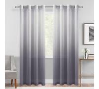 DWCN Lot de 2 Rideaux Transparents ombrés - Imitation Lin dégradé - pour Chambre et Salon - 132,7 x 237,9 cm - Gris