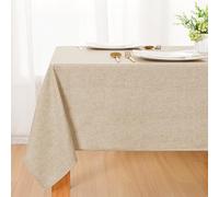 DWCN Nappe Beige Aspect Lin Lavable Imperméable,130x160cm Rectangulaire Nappe Douce Déperlante avec Effet Lotus pour Salon, Salle à Manger, Balcon, Jardin, Mariages, Maison, Festival Partie