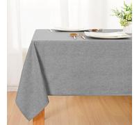 DWCN Nappe Gris Aspect Lin Lavable Imperméable,130x160cm Rectangulaire Nappe Douce Déperlante avec Effet Lotus pour Salon, Salle à Manger, Balcon, Jardin, Mariages, Maison, Festival Partie