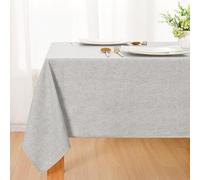 DWCN Nappe Gris Clair Aspect Lin Lavable Imperméable,130x160cm Rectangulaire Nappe Douce Déperlante avec Effet Lotus pour Salon, Salle à Manger, Balcon, Jardin, Mariages, Maison, Festival Partie