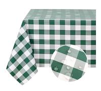 DWCN Nappe Rectangulaire à Carreaux Tissu Outdoor Résistant aux Intempéries Lavable Anti-Tache Jardin Imperméables pour Extérieur Pique-Nique Salle à Manger Fêtes Mariages, Vert et Blanc, 130x160cm