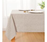 DWCN Nappe Sable Aspect Lin Lavable Imperméable,130x160cm Rectangulaire Nappe Douce Déperlante avec Effet Lotus pour Salon, Salle à Manger, Balcon, Jardin, Mariages, Maison, Festival Partie