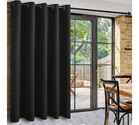 DWCN Noir Rideau Occultant Large Rideau Thermique Isolant Anti Froid et Chaleur L203xH213 cm 1 Panneaux Rideaux Separation de Piece Brise-bise Rideaux Acoustique pour Salon/Chambres à Coucher/Bureau