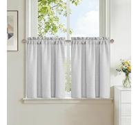 DWCN Rideau Court Rideau Cuisine Aspect Lin Gris Clair 60L X 45H cm 2 Pièces Fenêtre Rideaux Brise Bise à Passe Tringle Style Maison de Moderne pour Rideaux sous Evier Placard Salon Chambre Enfant