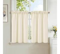 DWCN Rideau Cuisine Court Aspect Lin Champagne 60L X 90H cm 2 Pièces à Passe Tringle Petit Fenetre Rideau Brise Bise Filtre de Lumière Rideaux sous Evier Salon Chambre Placard Caravane Salle De Bain