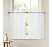 DWCN Rideau Cuisine Passe Tringle Voilage Blanc Brise-Bise Rideaux Tissu Petite Fenetre Court et Draperies Intérieurs Porte Placard Caravane Chambre Enfant Salon Sous Evier, 90 x 60cm(LxH), 2 Panneaux