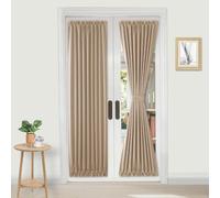 DWCN Rideau occultant thermique avec passe-tringle pour porte avec fenêtre en verre, cuisine et terrasse, pour intimité, 1 panneau avec embrasse, 58,5 x 183 cm, beige