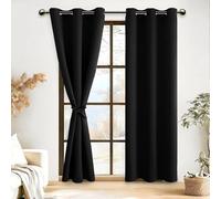 DWCN Rideau Occultants Thermique Isolant Anti Froid à Oeillets et Attaches, Rideaux Halloween pour Chambre Garçon Design Moderne 2 Pièces, 117x228 CM (Largeur x Hauteur), Noir