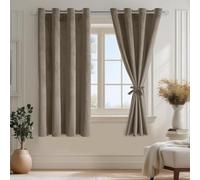 DWCN Rideau Velours 140L X 145H cm Lot de 2, Semi-Occultant Thermiques Anti Chaleur Rideau à Oeillets, Moderne Doux Luxurious Rideaux Velours pour Chambre, Salon, Bureau, Hôtel, Taupe