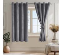 DWCN Rideau Velours 140L X 145H cm Lot de 2, Semi-Occultant Thermiques Rideau à Oeillets avec 2 Embrasses, Moderne Doux Luxurious Rideaux Velours pour Chambre, Salon, Bureau, Hôtel, Gris