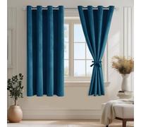 DWCN Rideau Velours 140L X 145H cm Lot de 2, Semi-Occultant Thermiques Rideau à Oeillets avec 2 Embrasses, Moderne Doux Luxurious Rideaux Velours pour Chambre, Salon, Bureau, Hôtel, Bleu