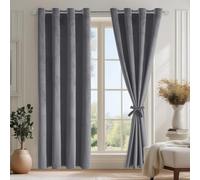 DWCN Rideau Velours Semi-Occultant, 140L X 225H cm Lot de 2, Luxurious Moderne Doux Rideau avec 2 Embrasses, Opaque Thermique Isolant Anti Chaleur Velour pour Chambre, Salon, Bureau, Hôtel, Gris