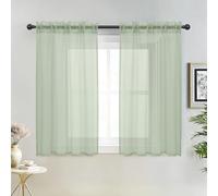 DWCN Rideaux Cuisine Brise Bise Passe Tringle Voilage, Vert 140 x 145cm(LxH) 2 Panneaux Rideau Transparent Petite Fenetre Court et Intérieurs Cache Placard Café Chambre Enfant Salon, en Effet Légers